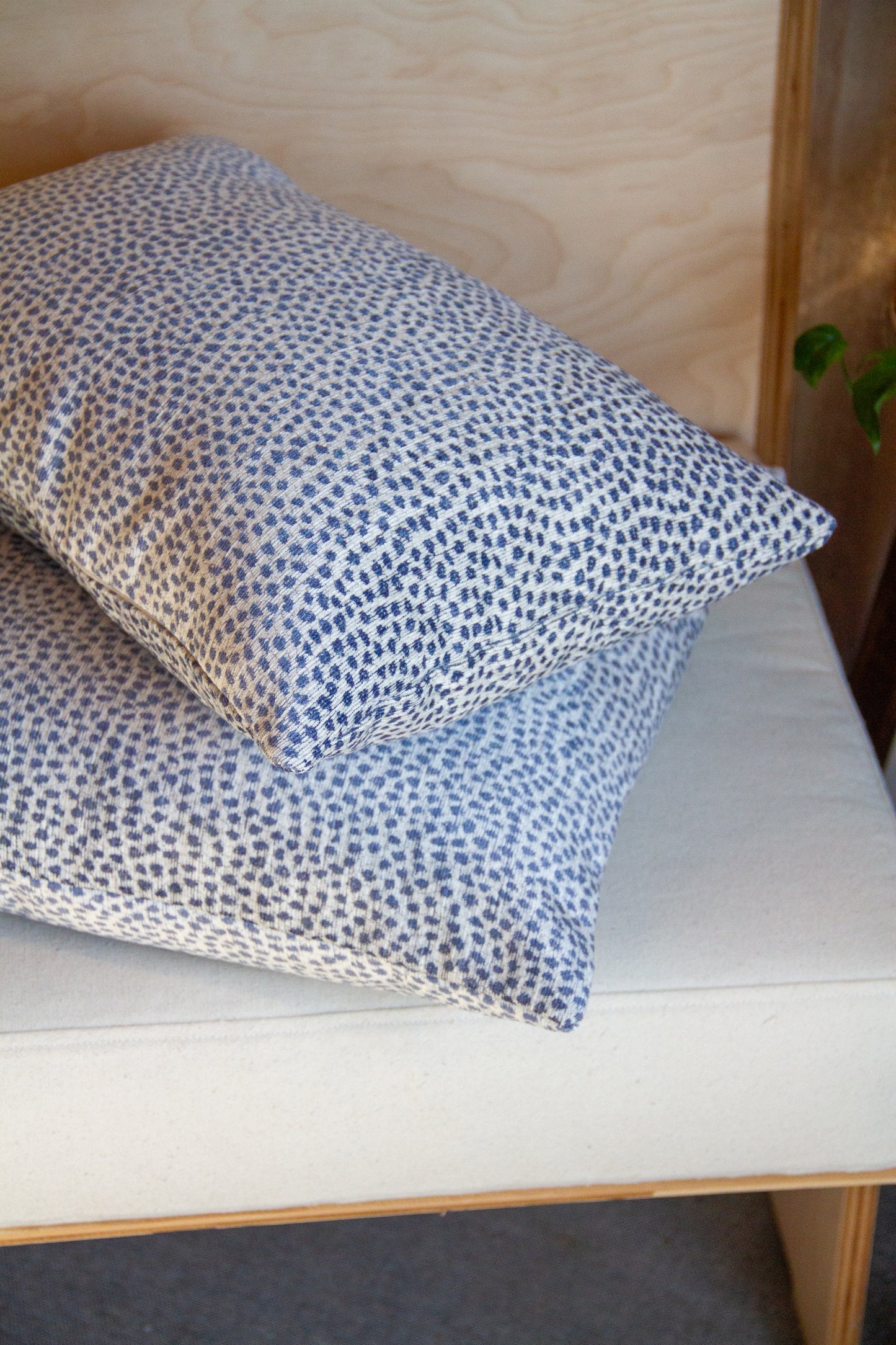 Crypton Spotted Chenille Velvet in Aqua Pillow Cover