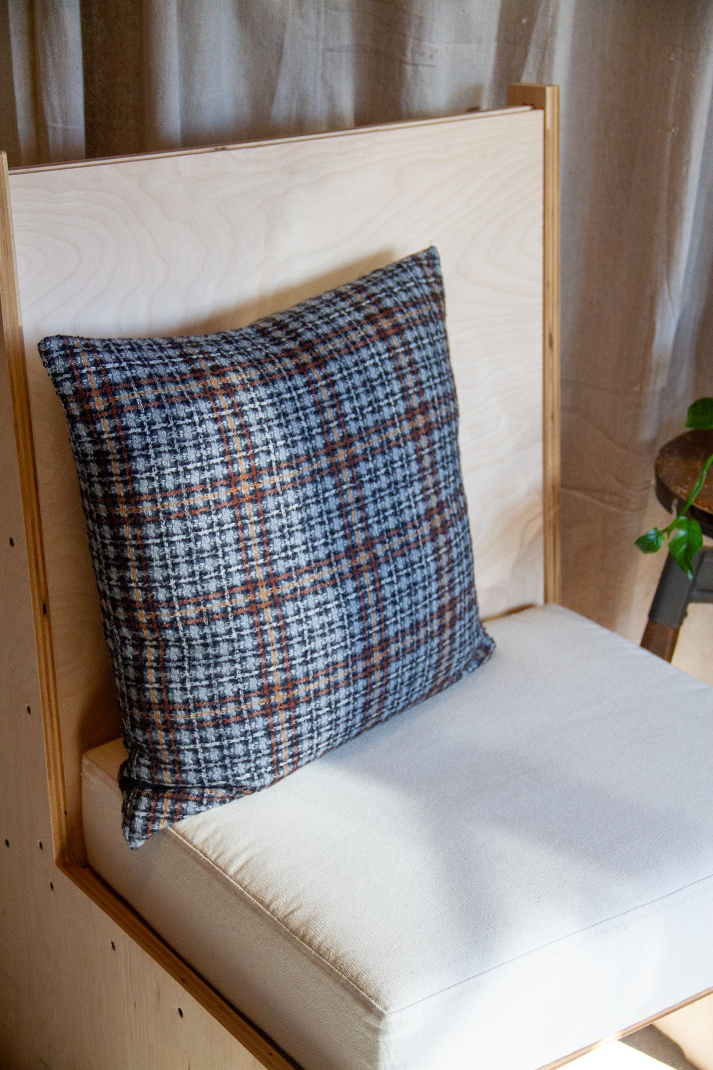 Holland & Sherry Deveron Check in Charcoal Rust Pillow Cover