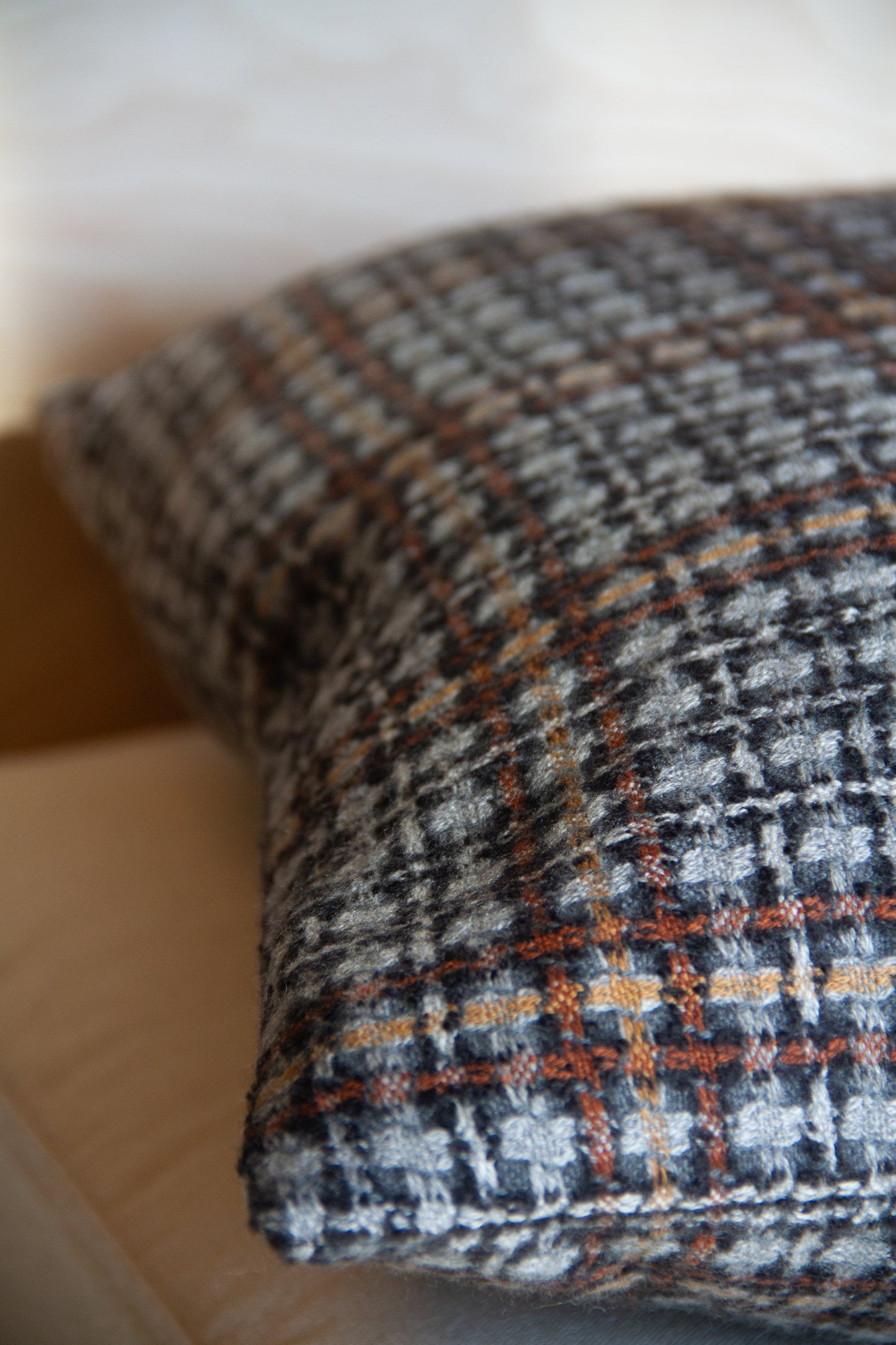 Holland & Sherry Deveron Check in Charcoal Rust Pillow Cover