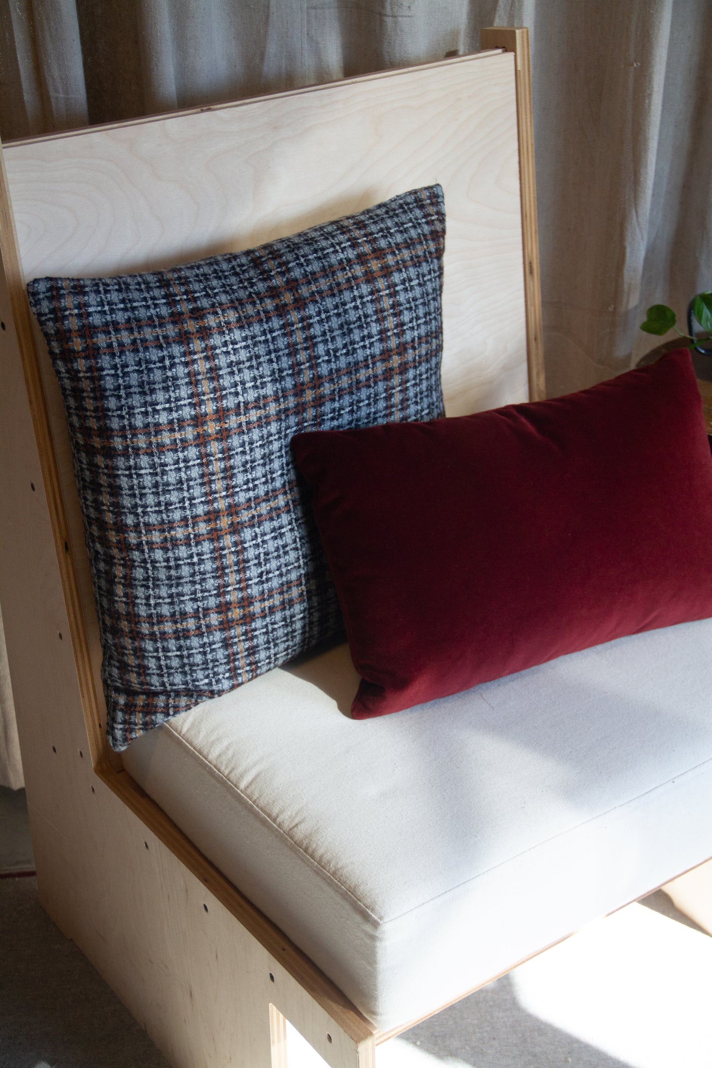 Holland & Sherry Deveron Check in Charcoal Rust Pillow Cover