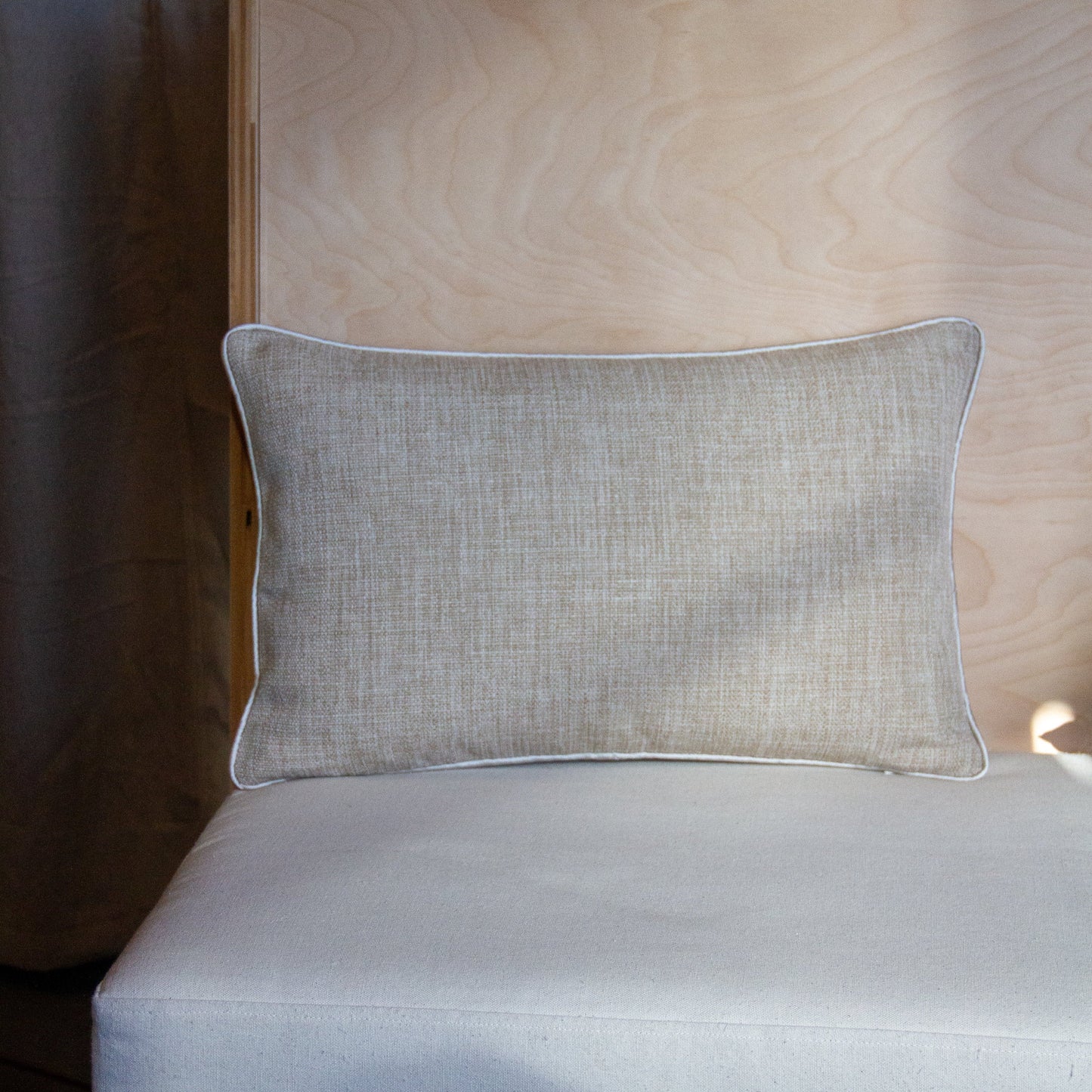 Elitis Lontano in Marina with Silver Silk Welt Pillow Cover