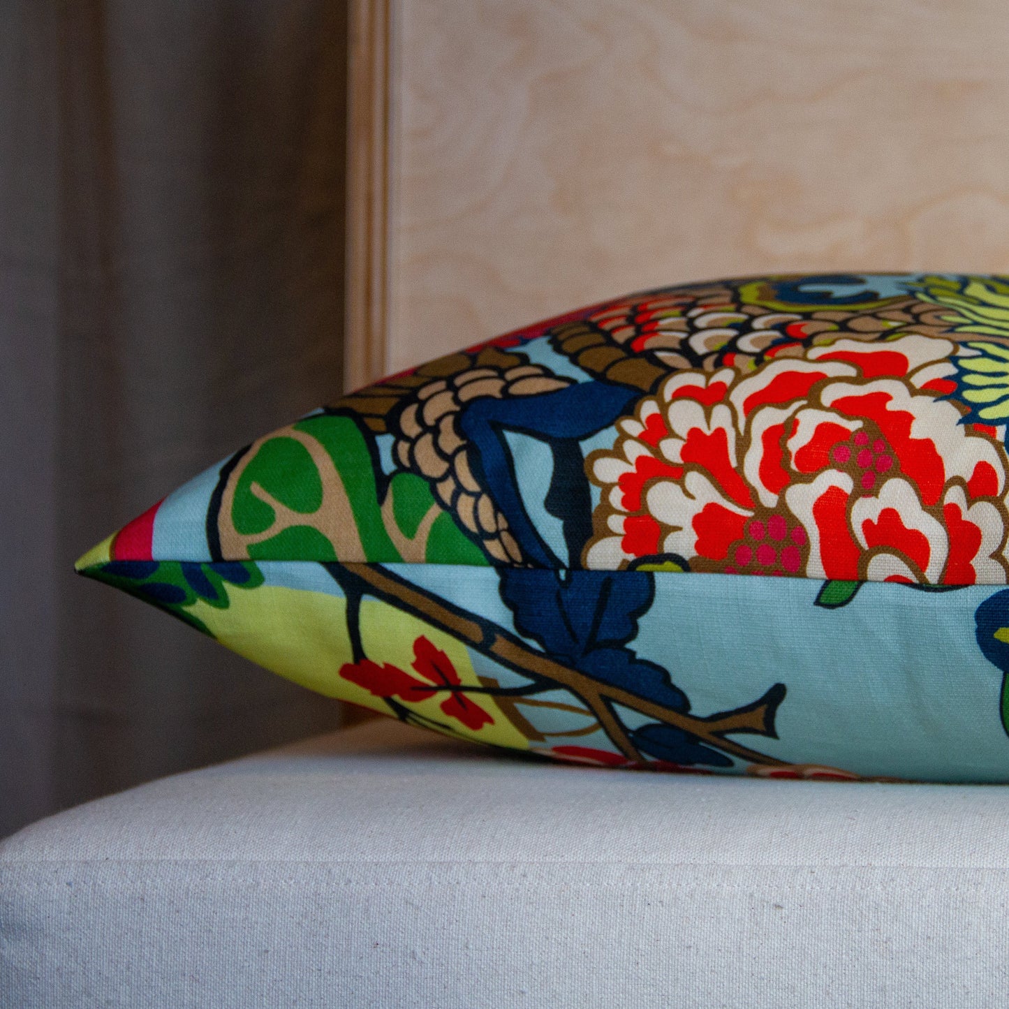 Schumacher Chiang Mai Dragon in Aquamarine Pillow Cover