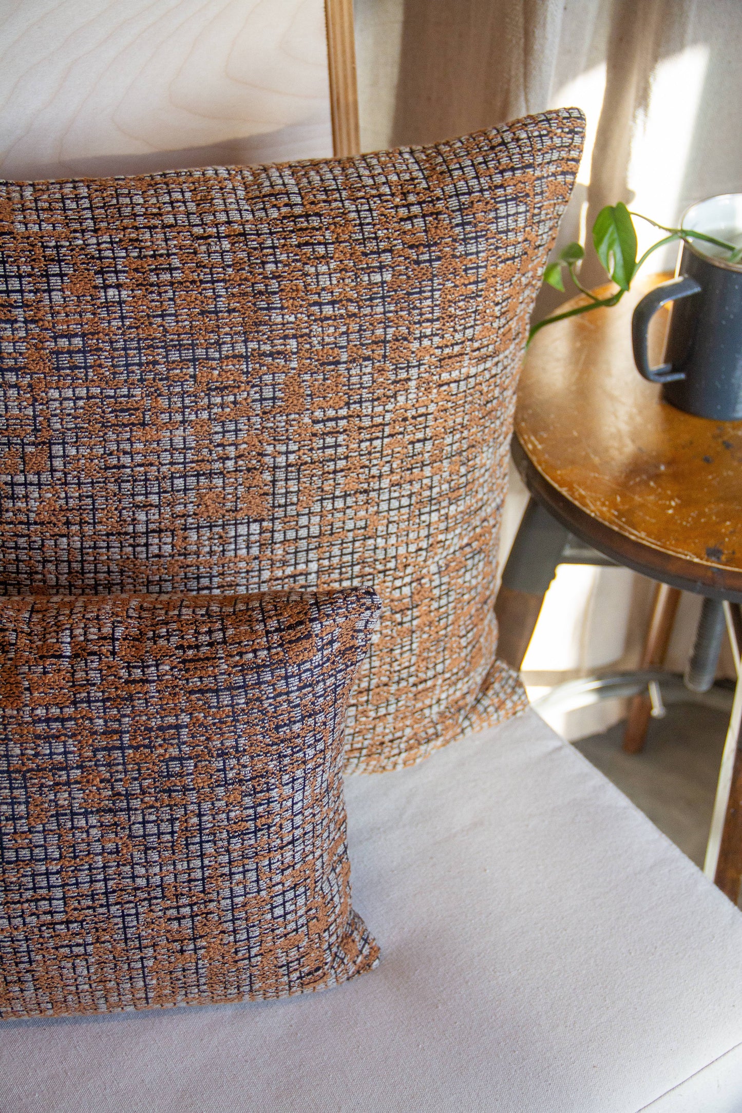 Orange and Creme Texture Pillow Cover