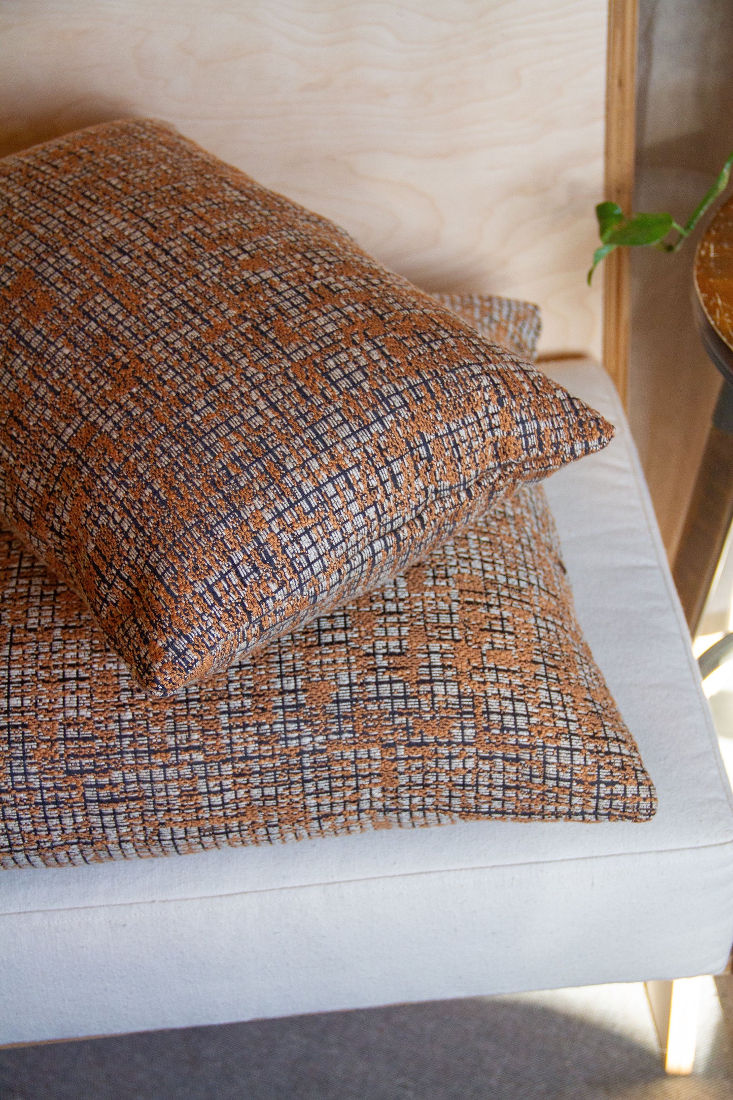 Orange and Creme Texture Pillow Cover