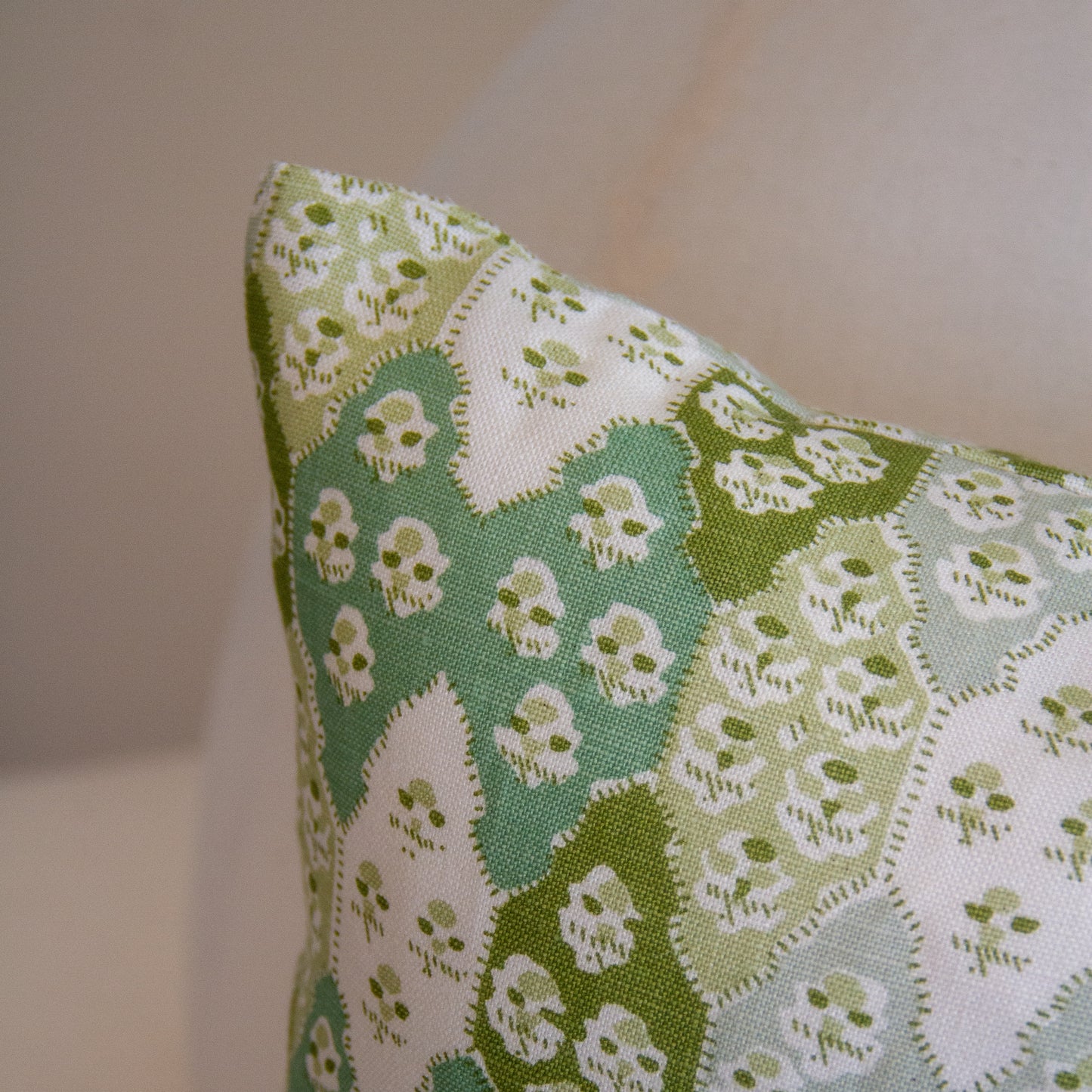 Alice Sergeant Textiles Ottoman Quilt in Aqua Pillow Cover