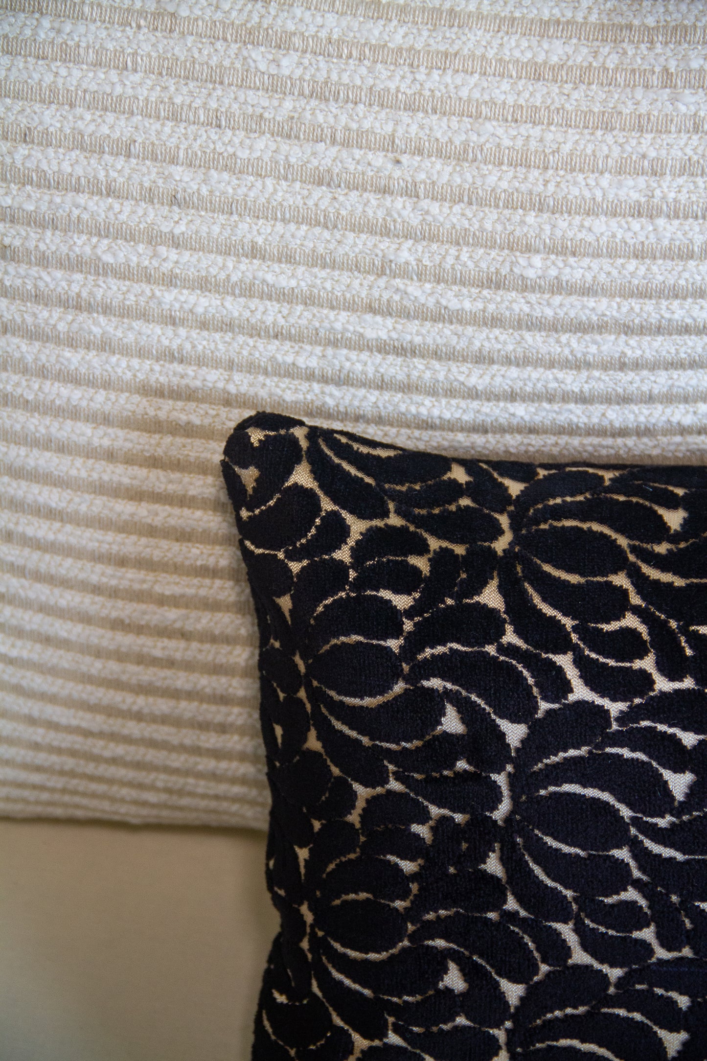 Kravet Plushy Stripe in Flax Pillow Cover