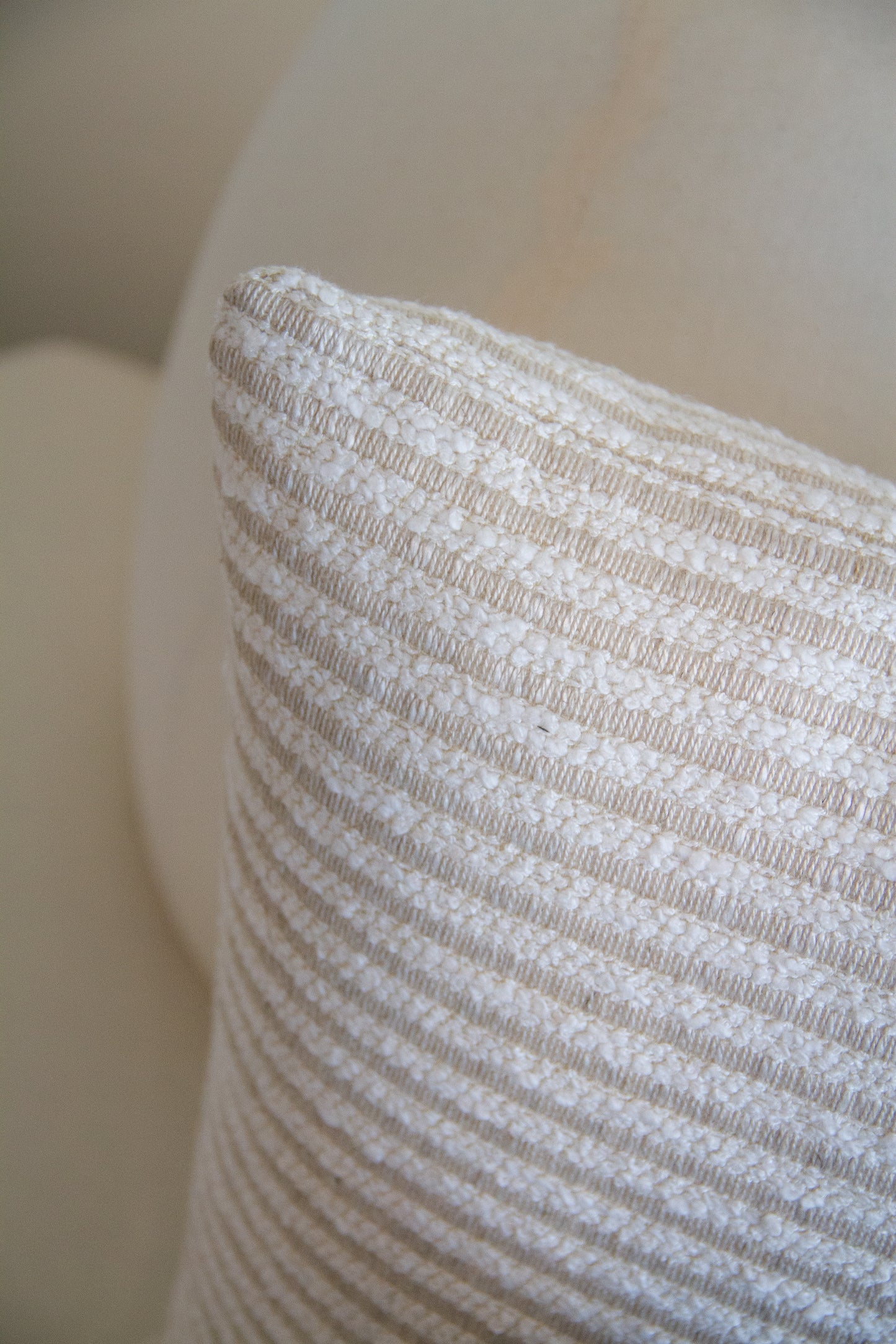 Kravet Plushy Stripe in Flax Pillow Cover