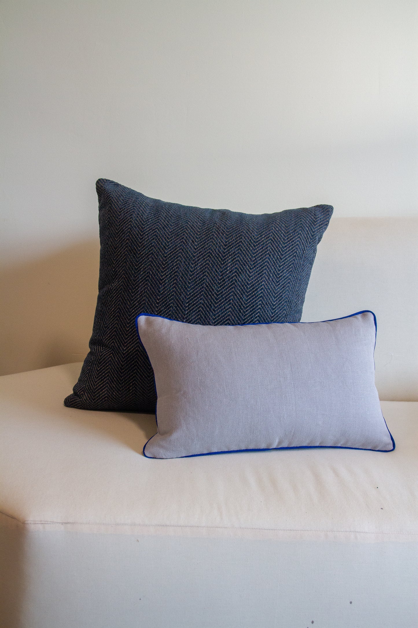 Pindler Westley in Sky with Cobalt Piping Pillow Cover