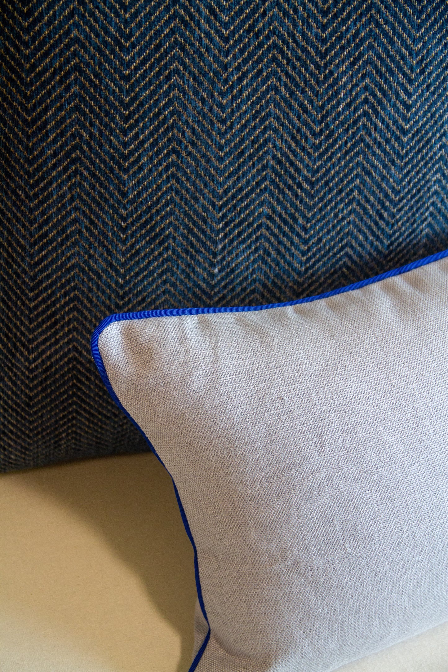 Pindler Westley in Sky with Cobalt Piping Pillow Cover