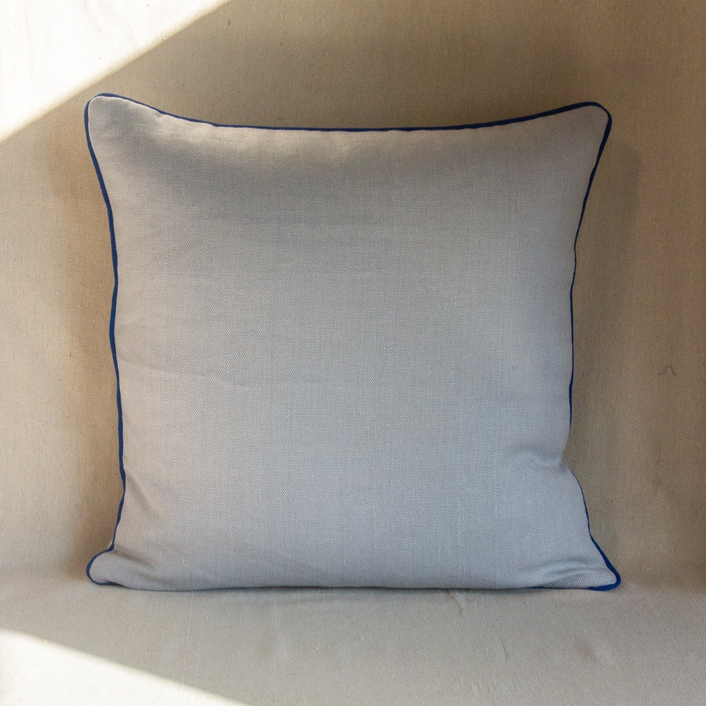 Pindler Westley in Sky with Cobalt Piping Pillow Cover