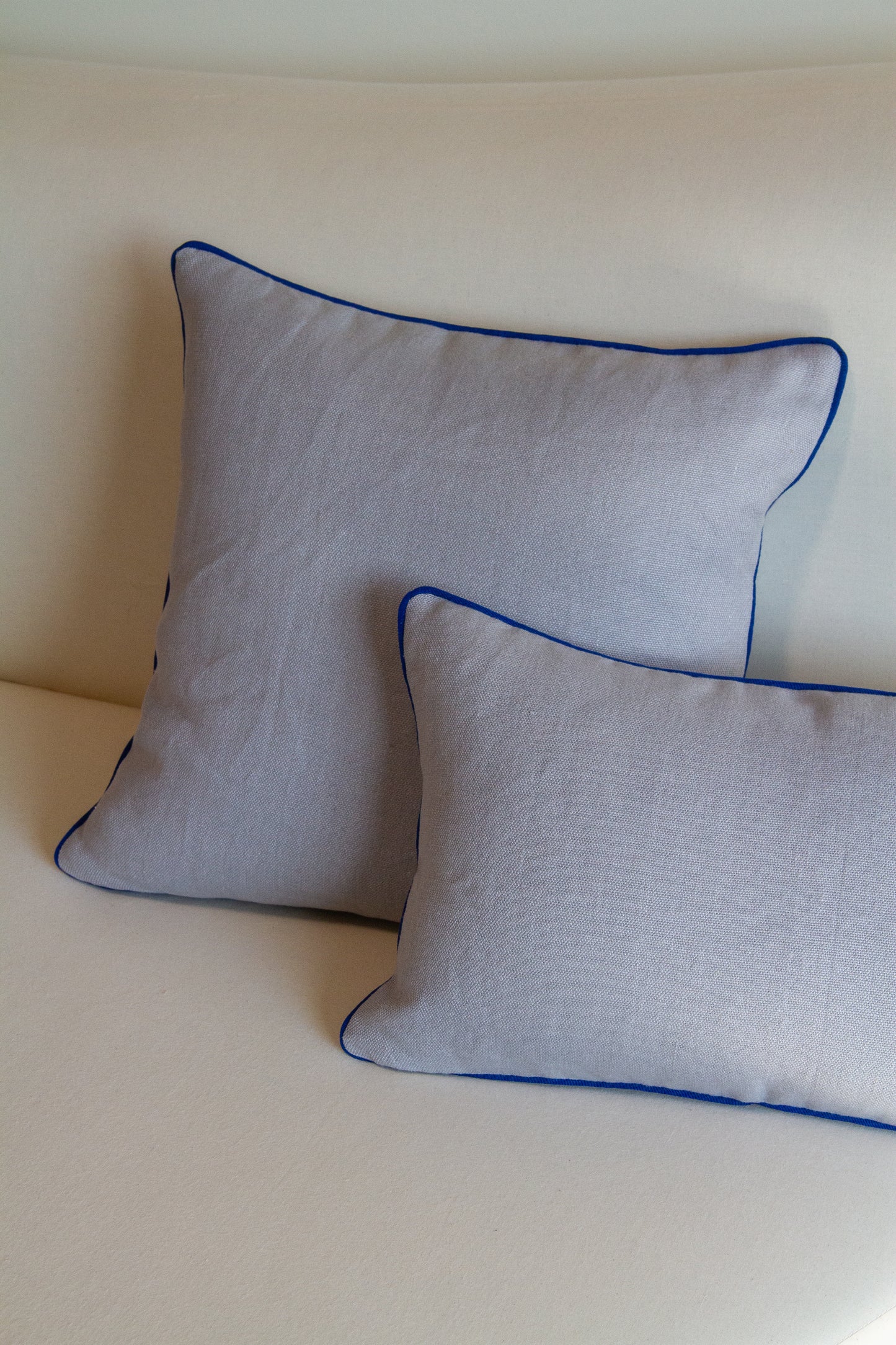 Pindler Westley in Sky with Cobalt Piping Pillow Cover