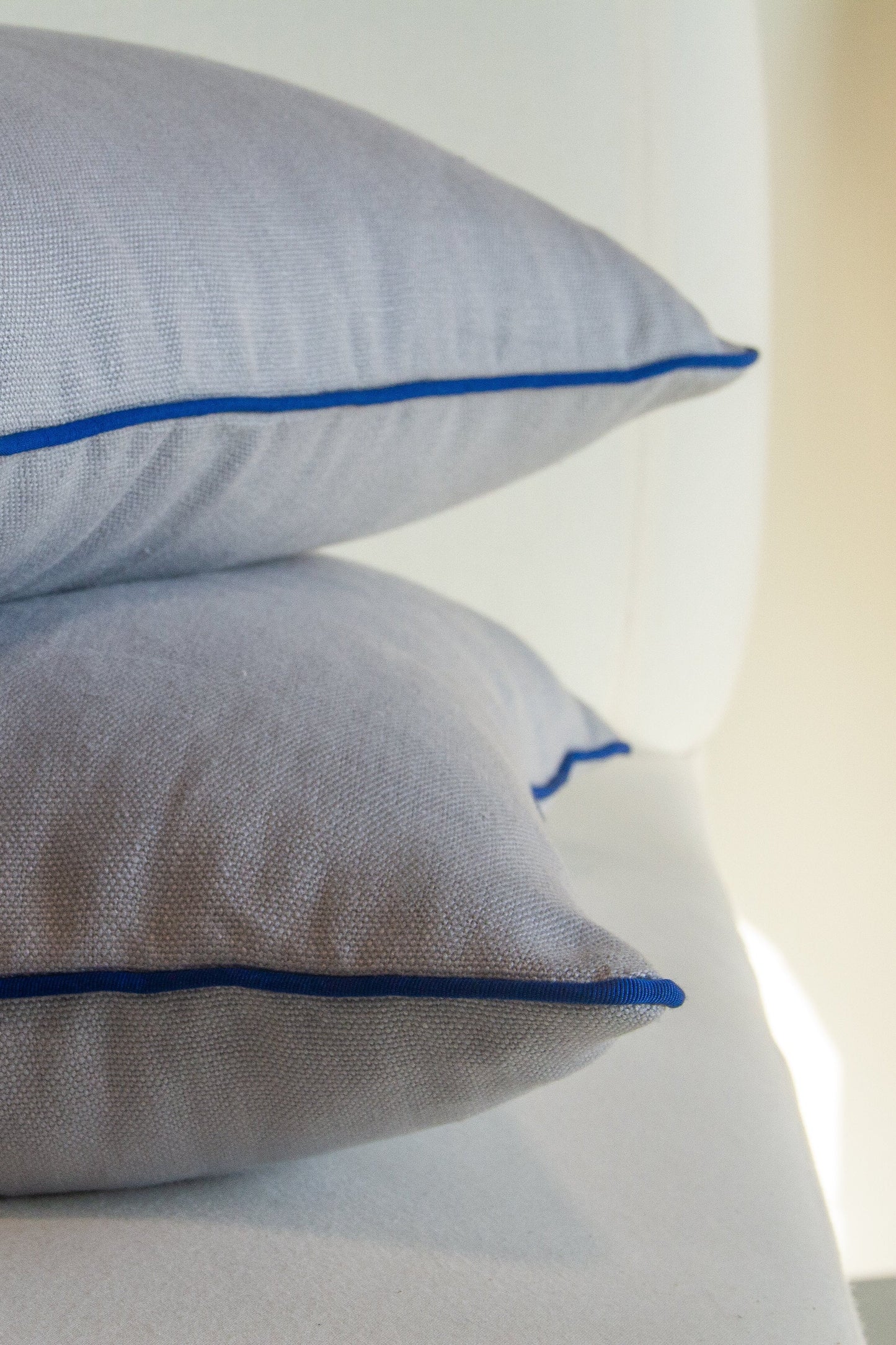 Pindler Westley in Sky with Cobalt Piping Pillow Cover