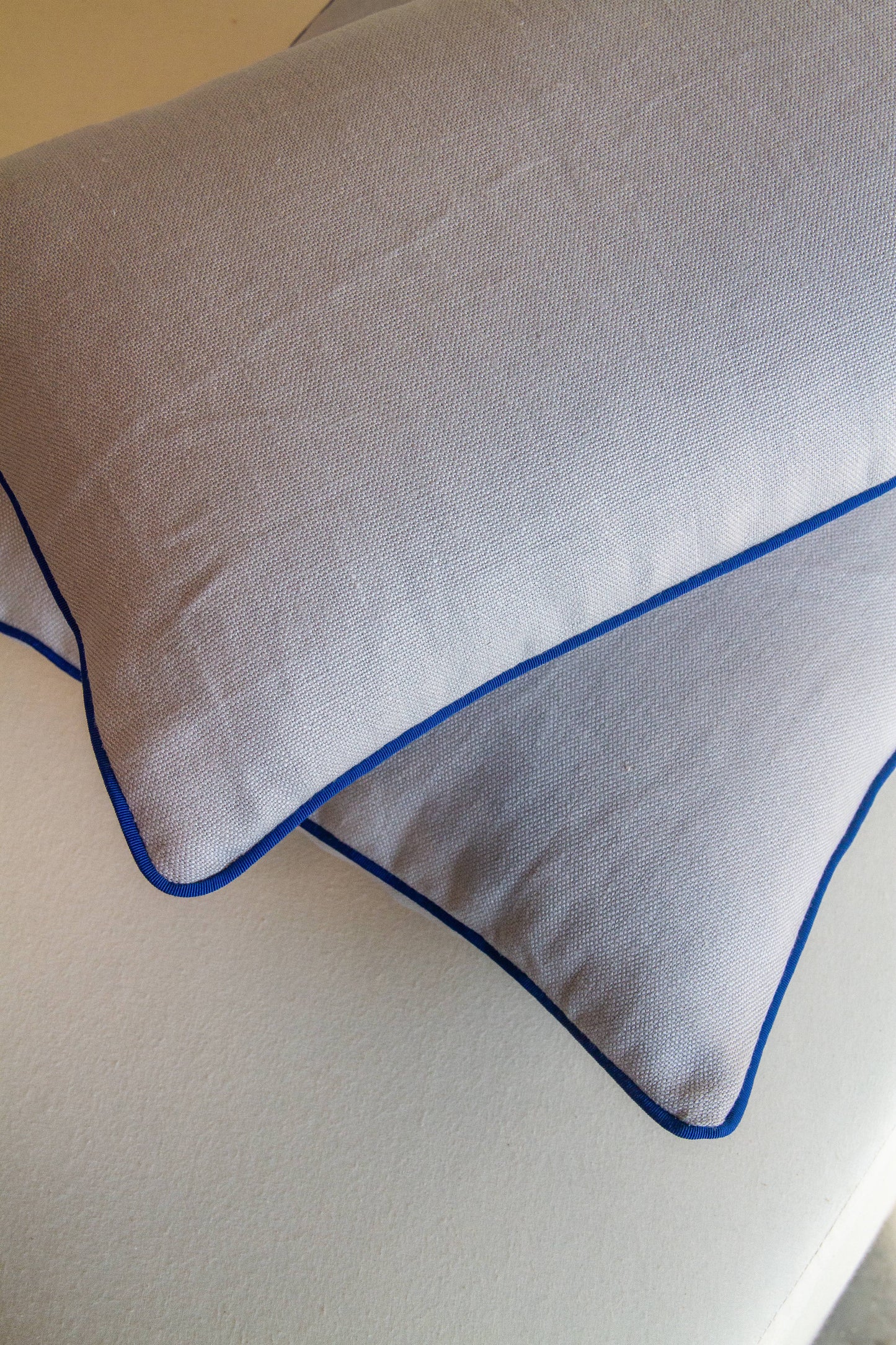 Pindler Westley in Sky with Cobalt Piping Pillow Cover