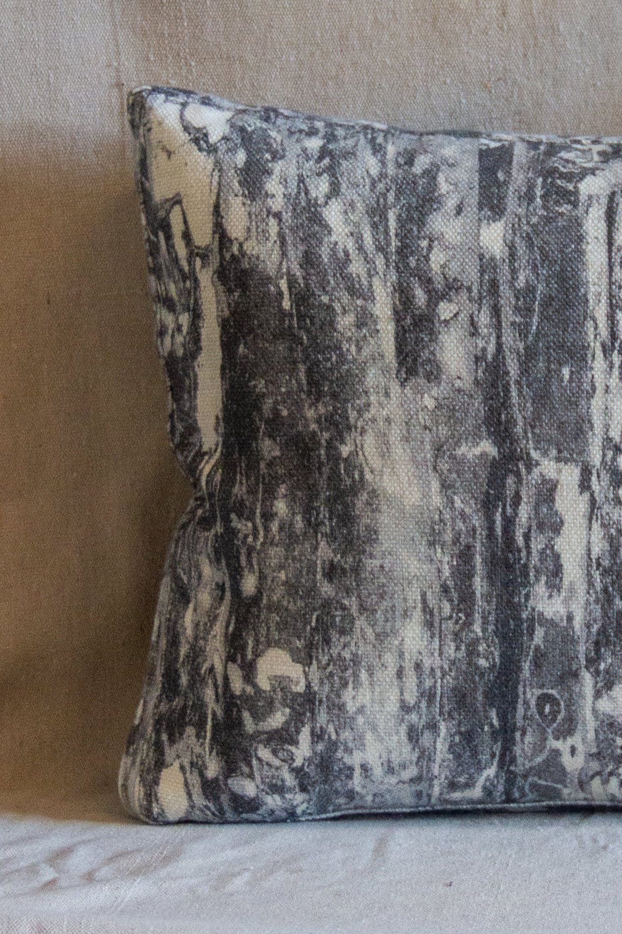 Abstract Print in Gray Box Pillow Cover