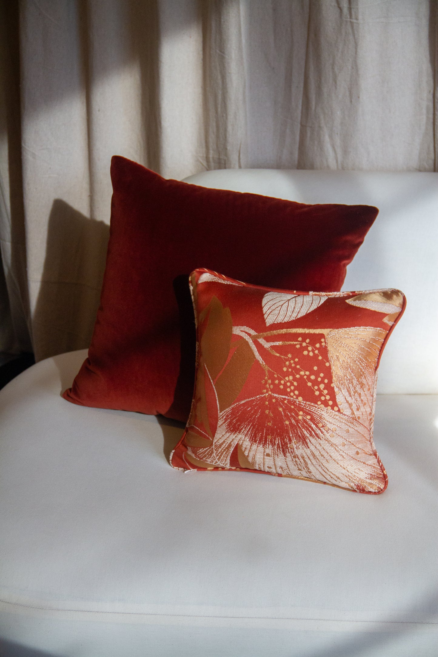 Lionheart Hortus in Red with Self Welt Pillow Cover