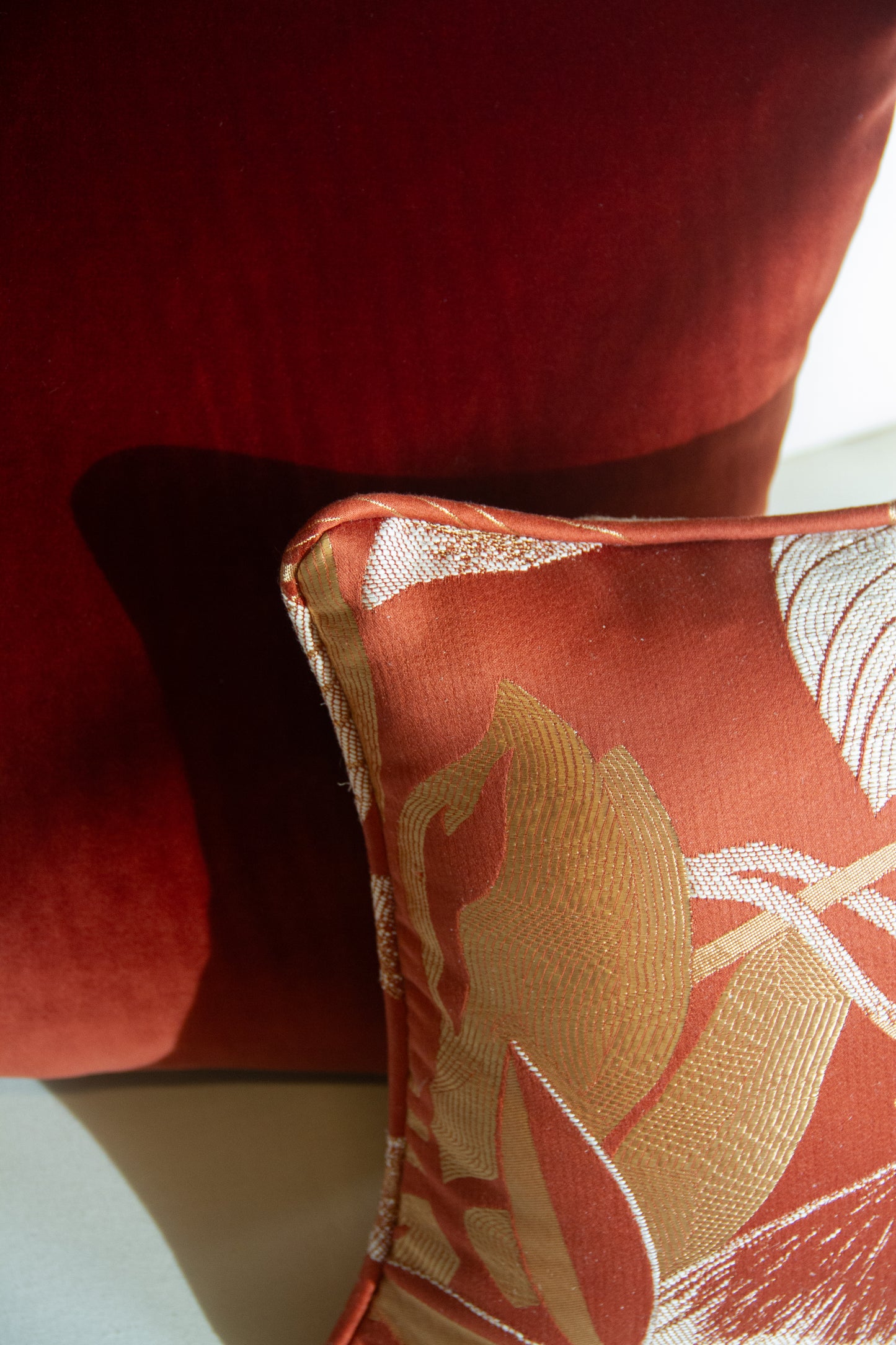 Lionheart Hortus in Red with Self Welt Pillow Cover
