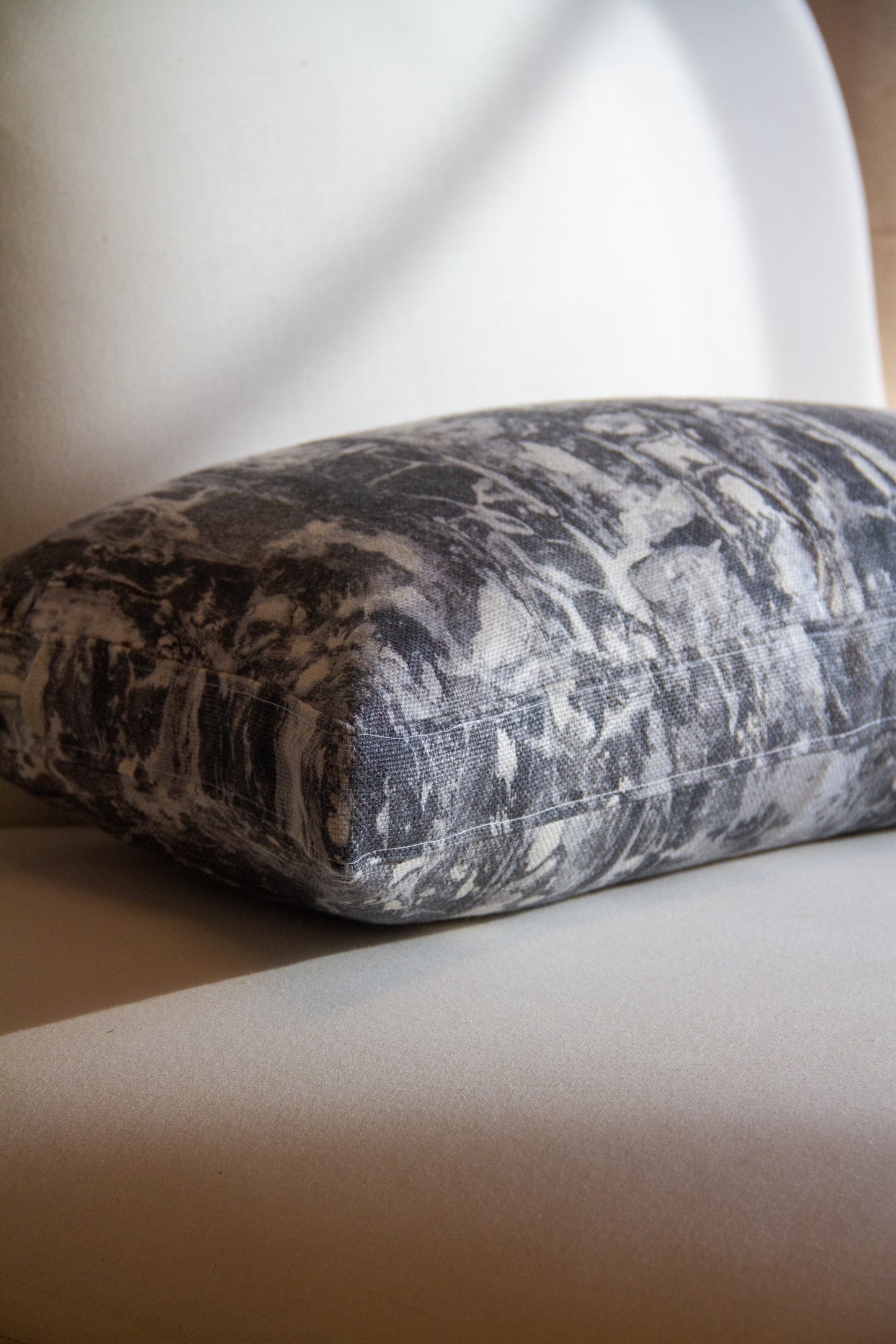 Abstract Print in Gray Box Pillow Cover