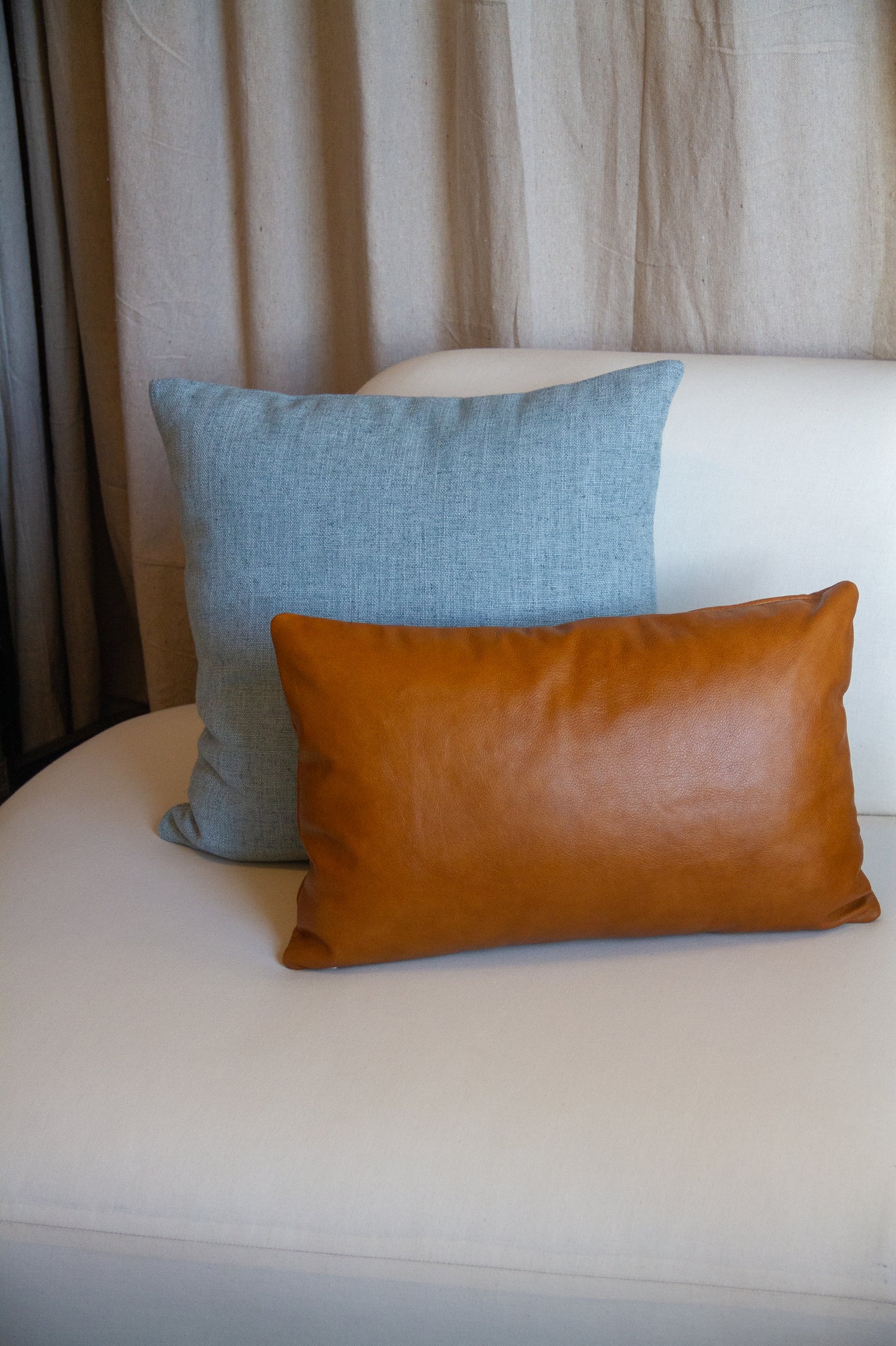 Tan Leather Pillow Cover