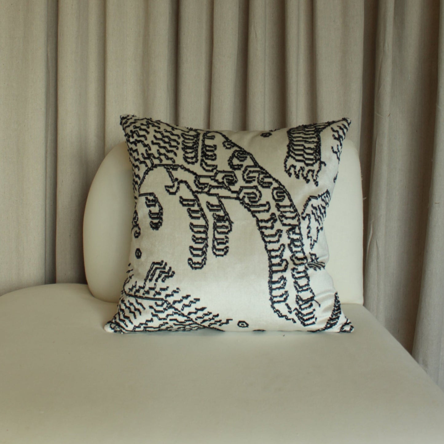 Dedar Tiger Mountain in Graphite with Linen Back Pillow Cover
