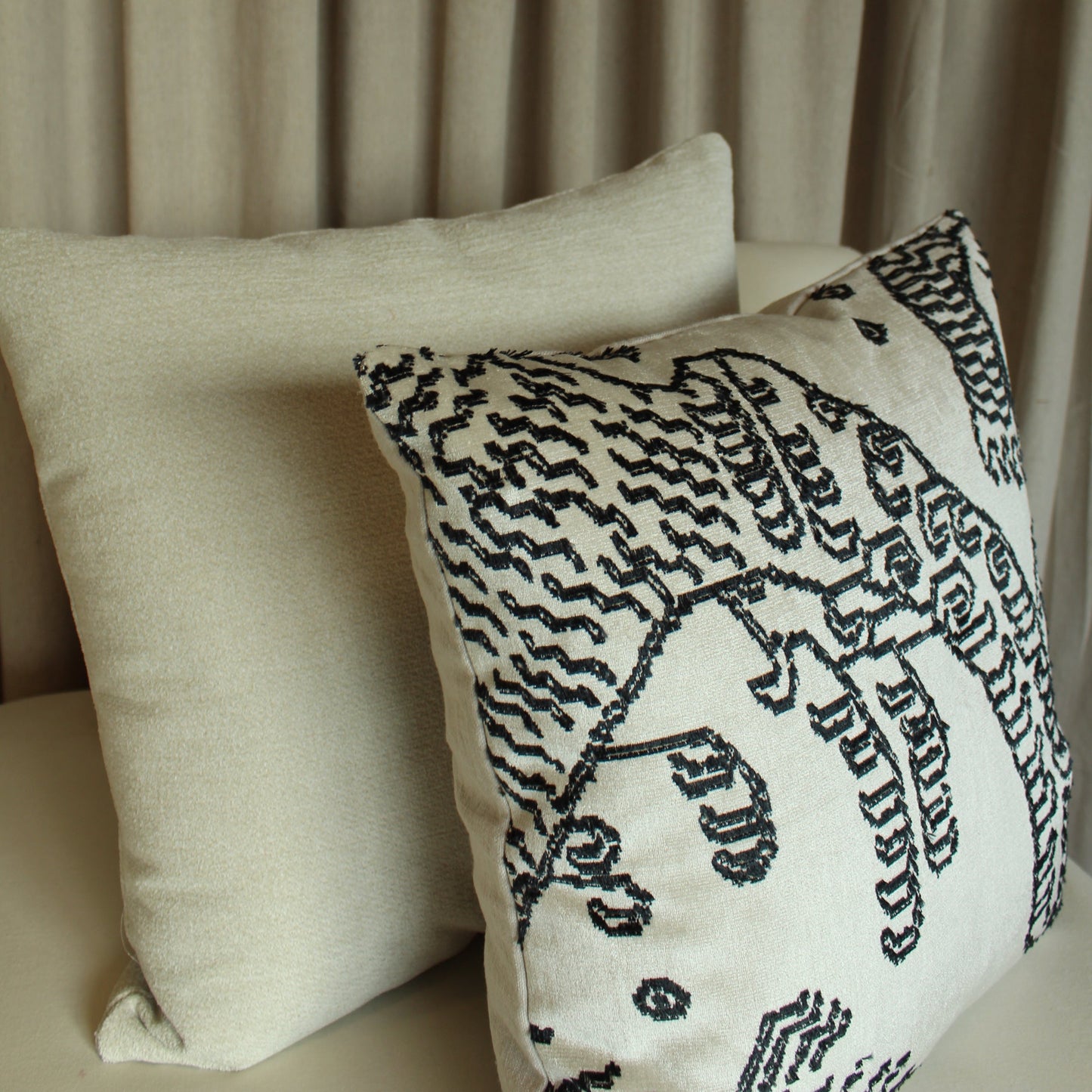 Dedar Tiger Mountain in Graphite with Linen Back Pillow Cover