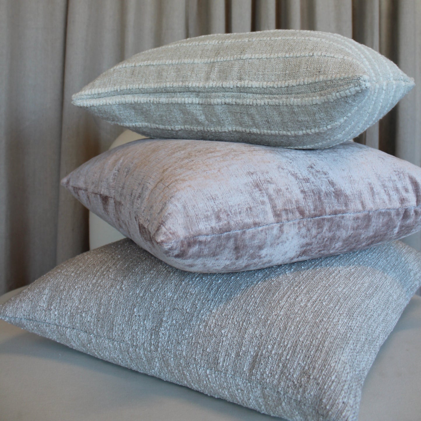 House of Scalamandre Supreme Velvet in Silver Peony Pillow Cover