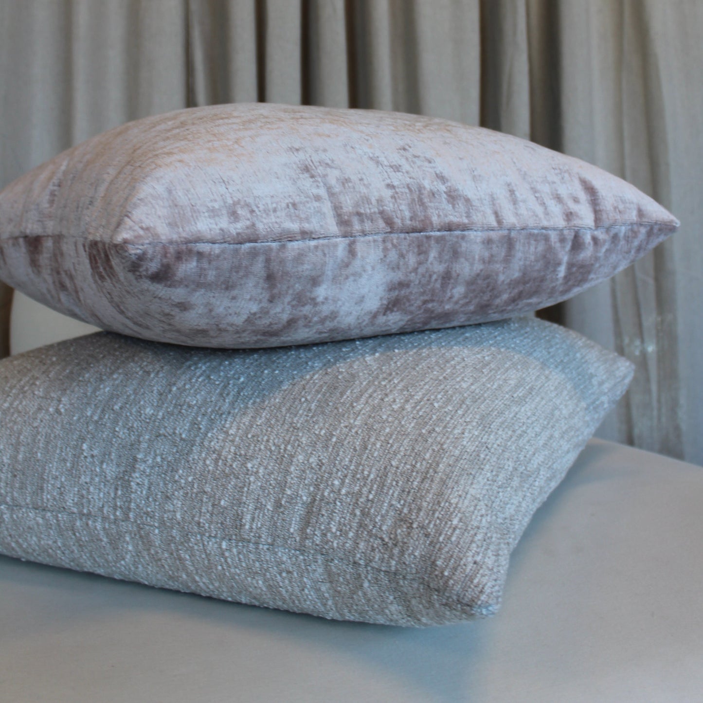 House of Scalamandre Supreme Velvet in Silver Peony Pillow Cover