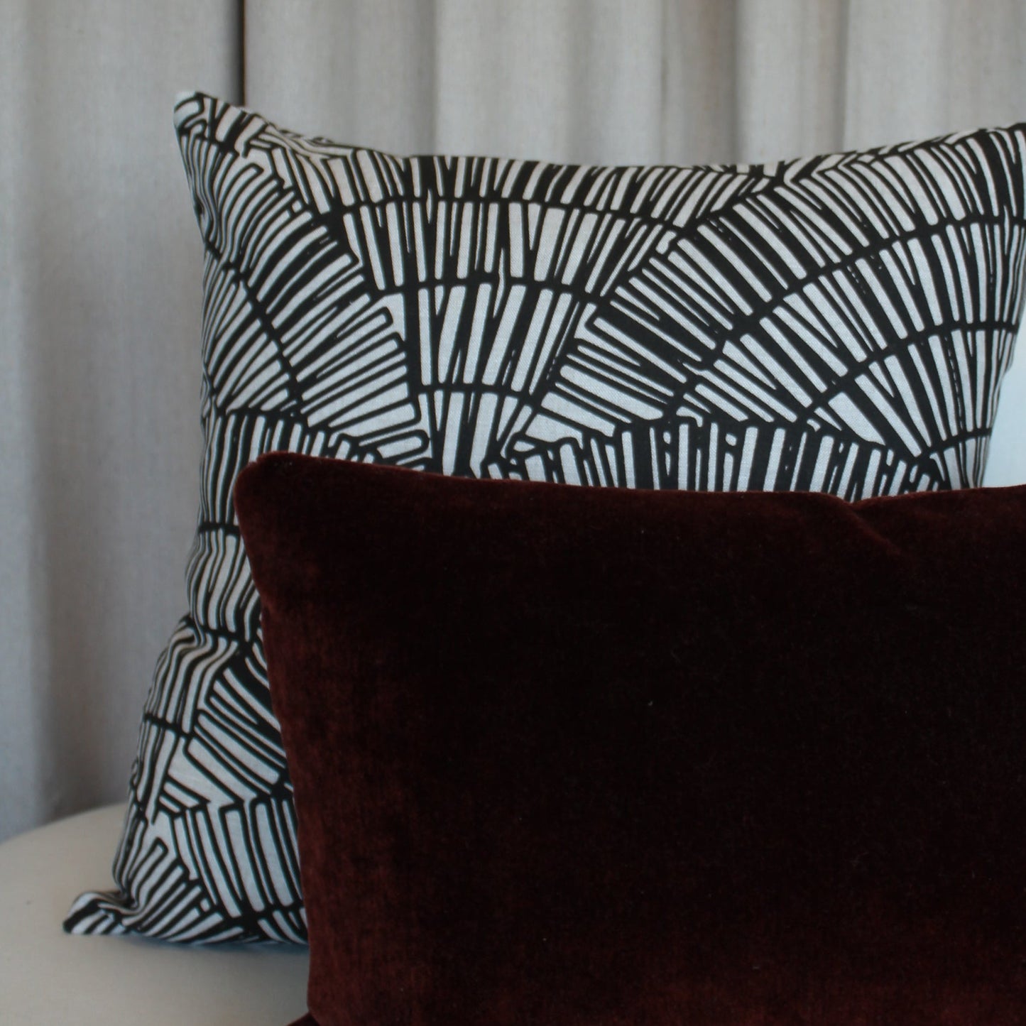 Greige Textiles Fan Fabric Pepper on Oatmeal Pillow Cover