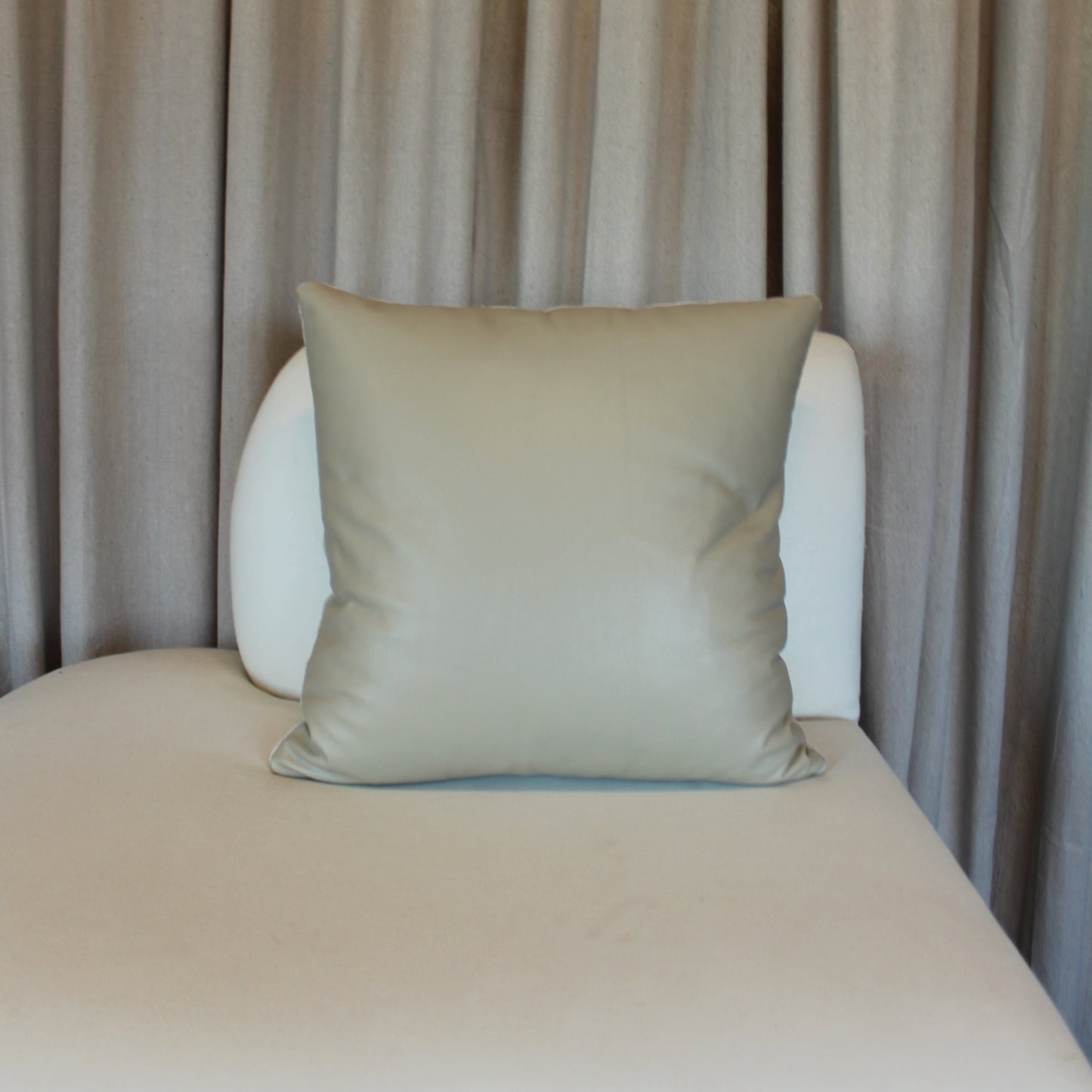 Light Tan Leather with Beige Linen Pillow Cover