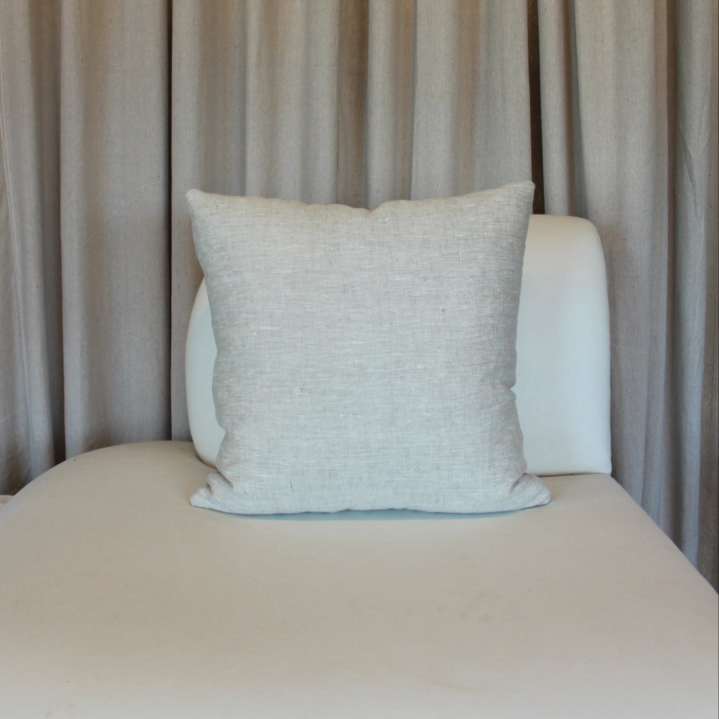 Light Tan Leather with Beige Linen Pillow Cover
