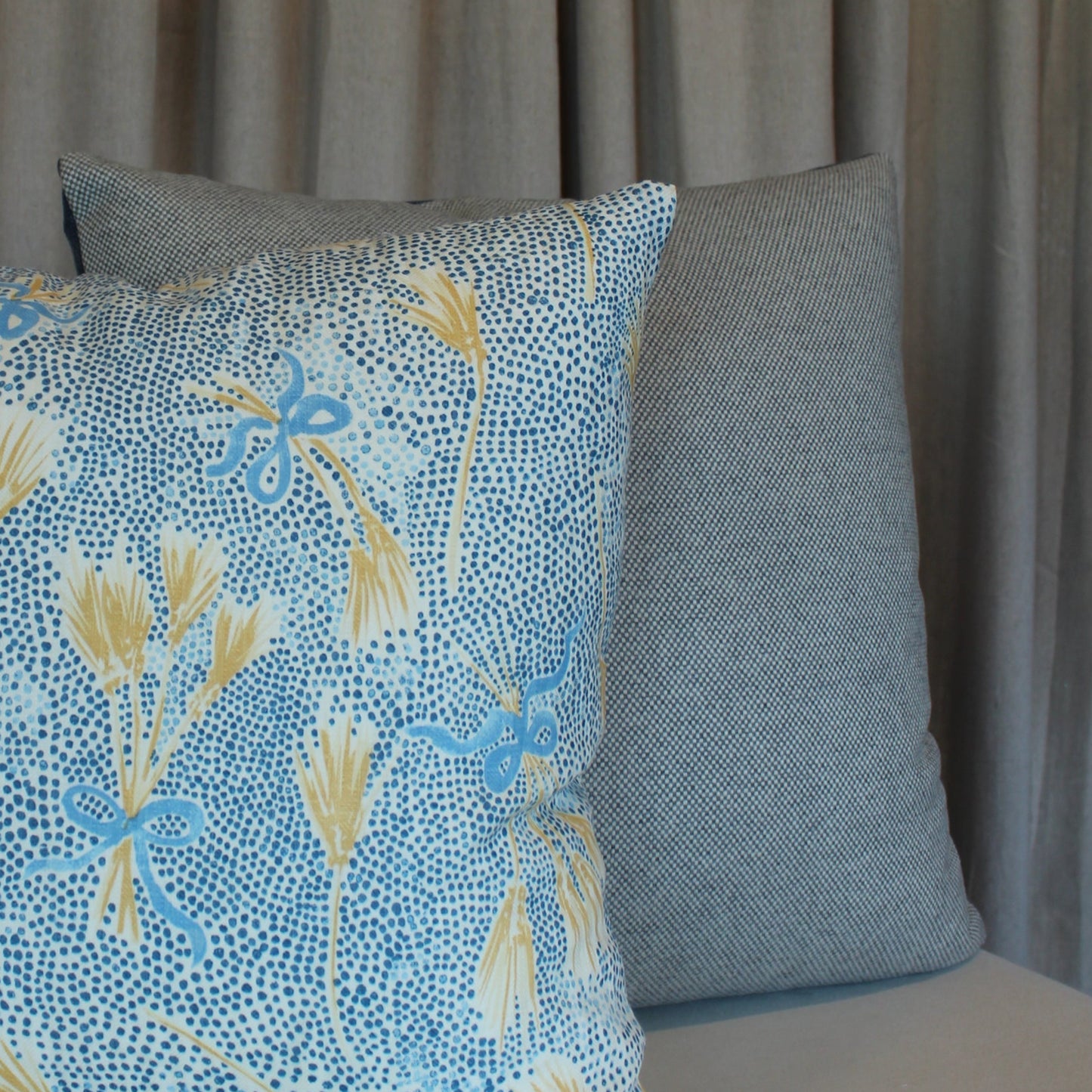 Michael Smith Templeton Fortuna in Sky Blue and Wheat Pillow Cover