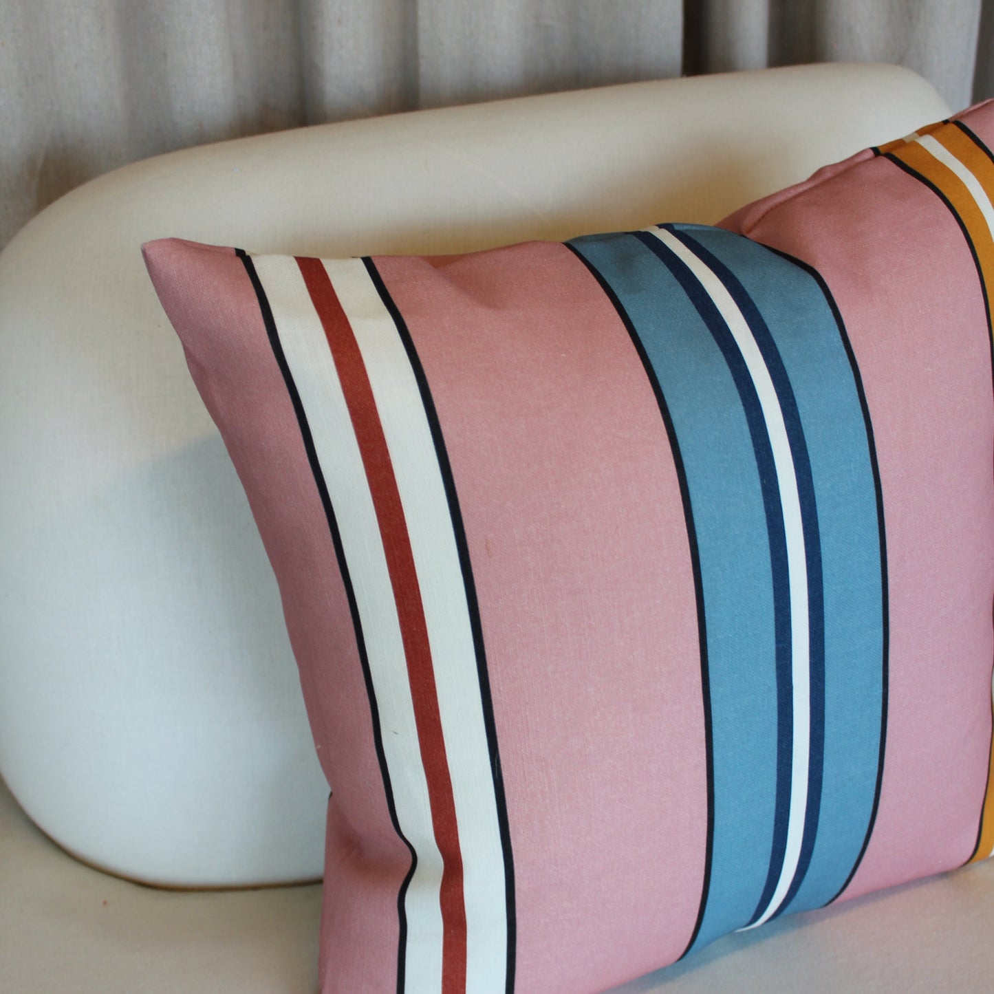 Ottoline Sporty Stripe in Pink Pillow Cover
