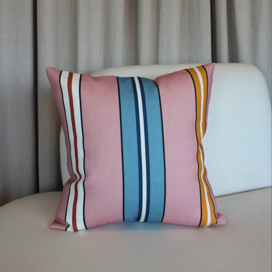 Ottoline Sporty Stripe in Pink Pillow Cover