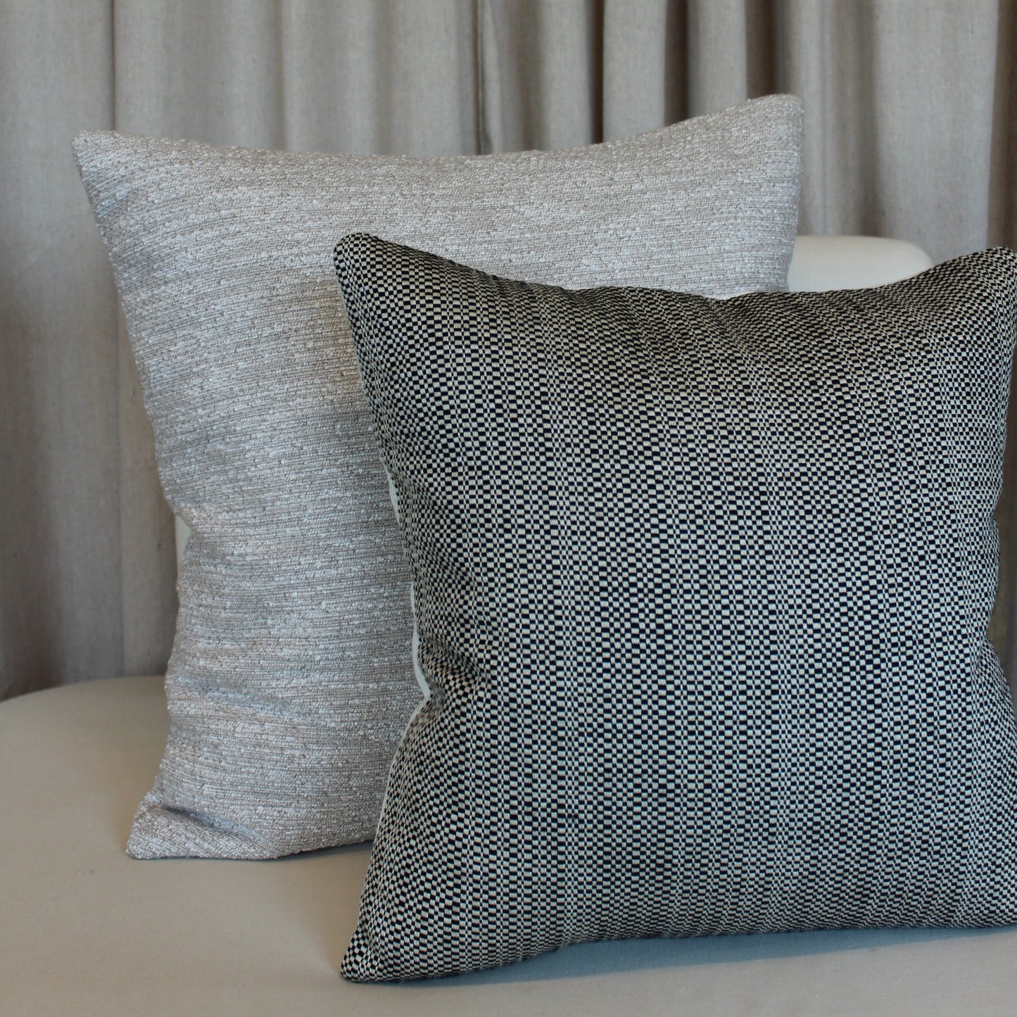 Perennials Raffia in Nior with Linen Back Pillow Cover
