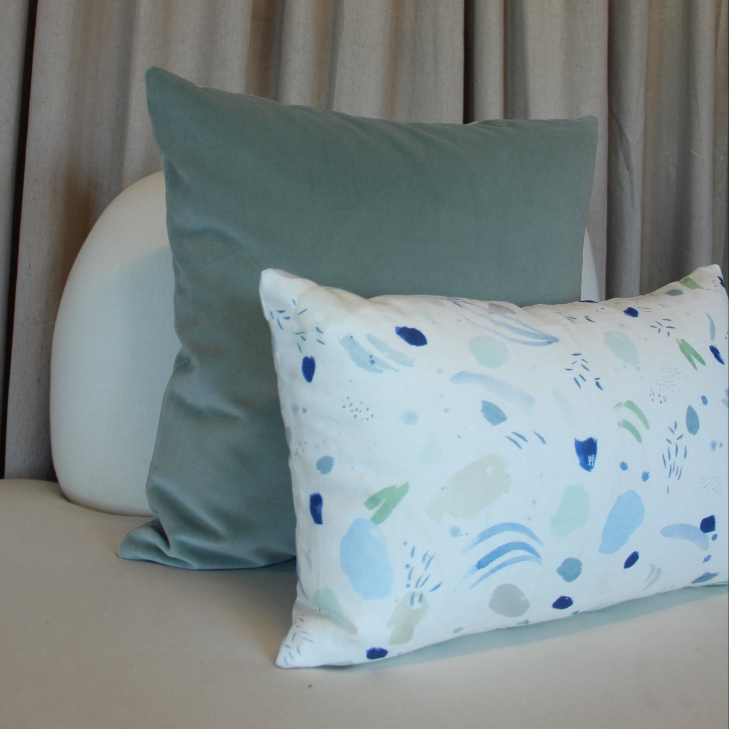 Rebecca Atwood Meadow Fabric in Blue Morning Pillow Cover