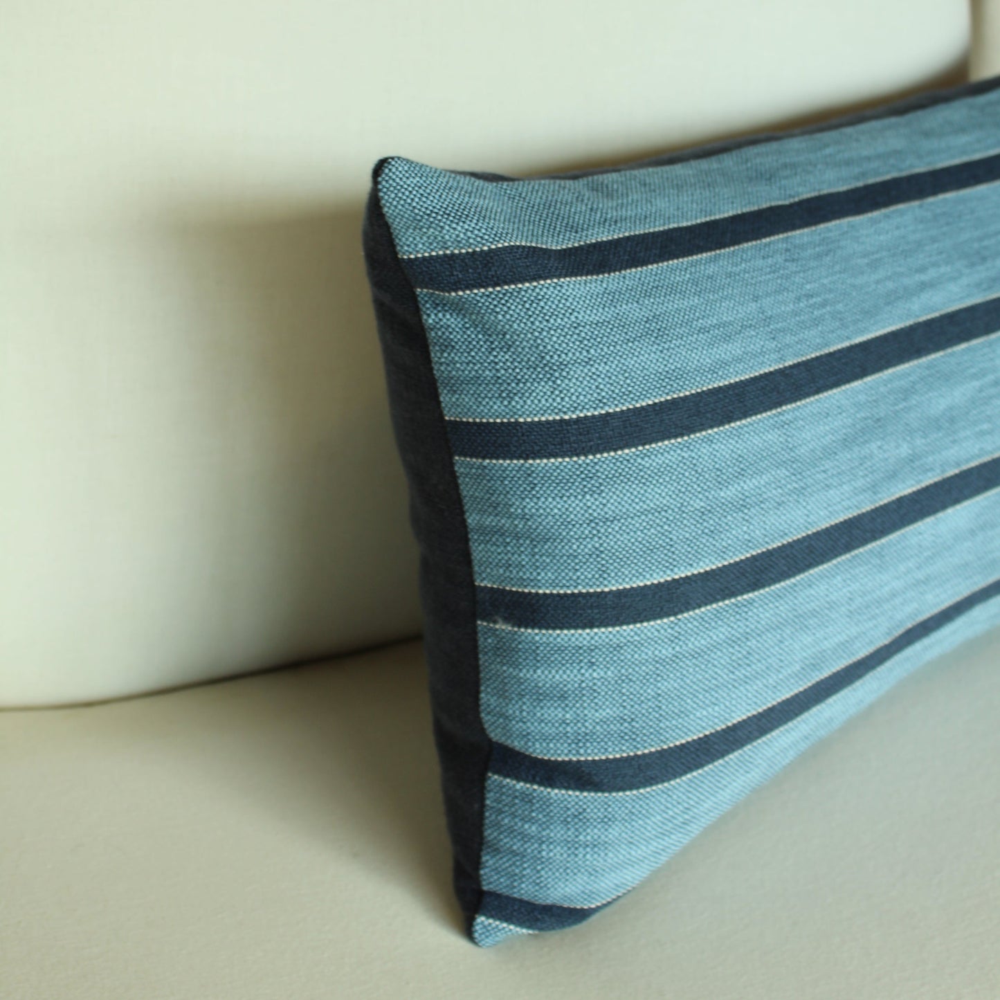 Rebecca Atwood Market Stripe in Navy with Linen Back Pillow Case