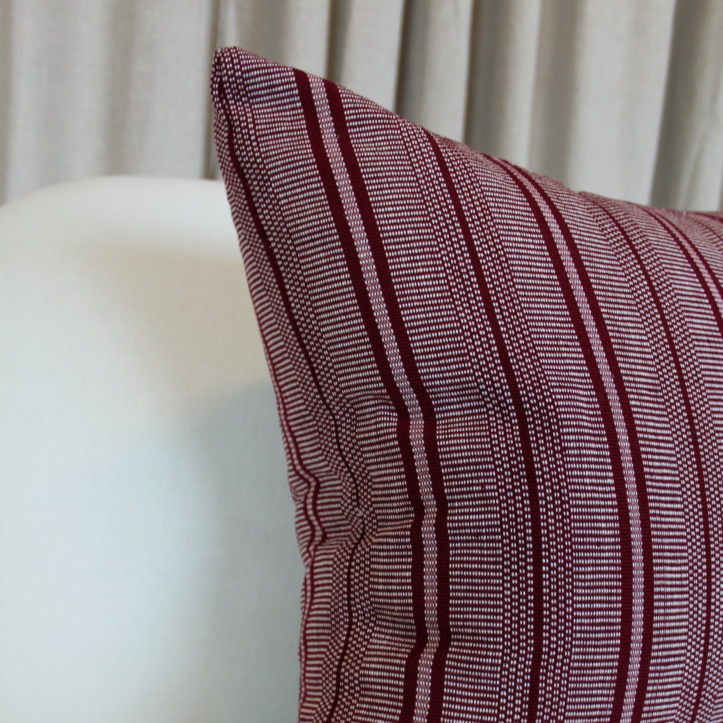 Schumacher Panan Hand Woven Stripe in Claret Pillow Cover