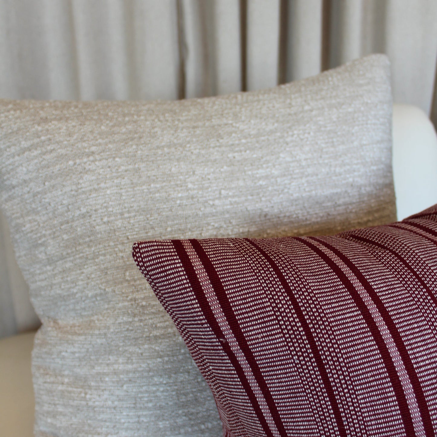 Schumacher Panan Hand Woven Stripe in Claret Pillow Cover