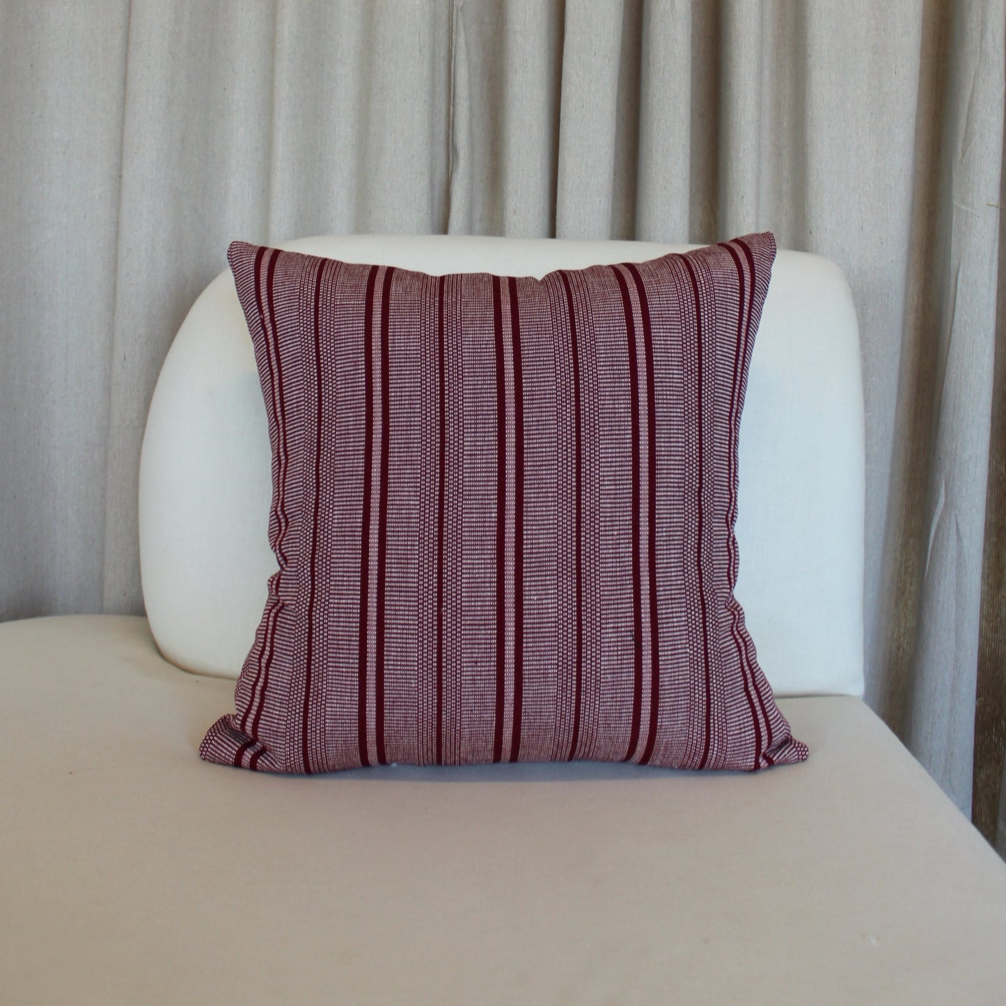 Schumacher Panan Hand Woven Stripe in Claret Pillow Cover