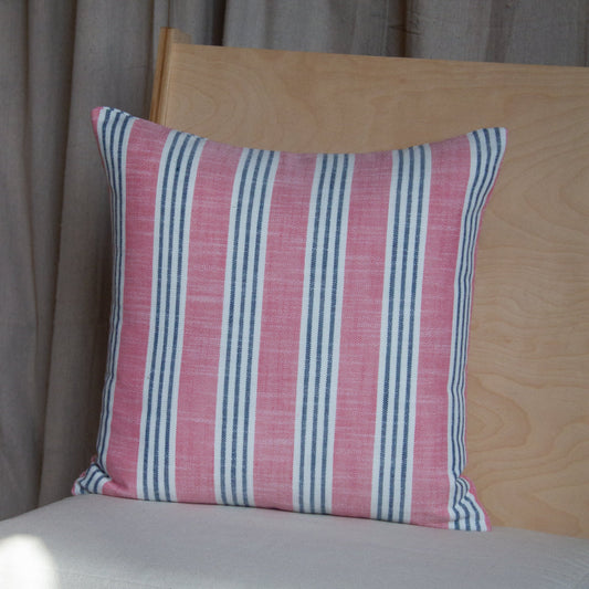 Thibaut Southport Stripe Peony & Navy Pillow Cover