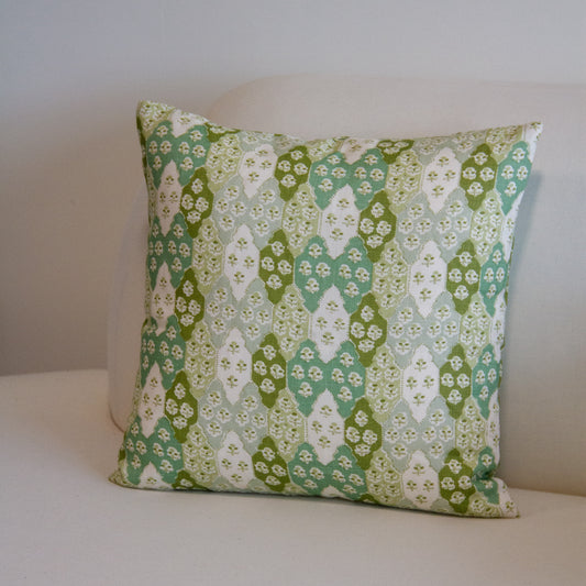 Alice Sergeant Textiles Ottoman Quilt in Aqua Pillow Cover