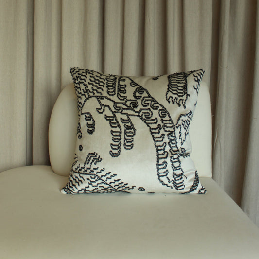 Dedar Tiger Mountain in Graphite with Linen Back Pillow Cover