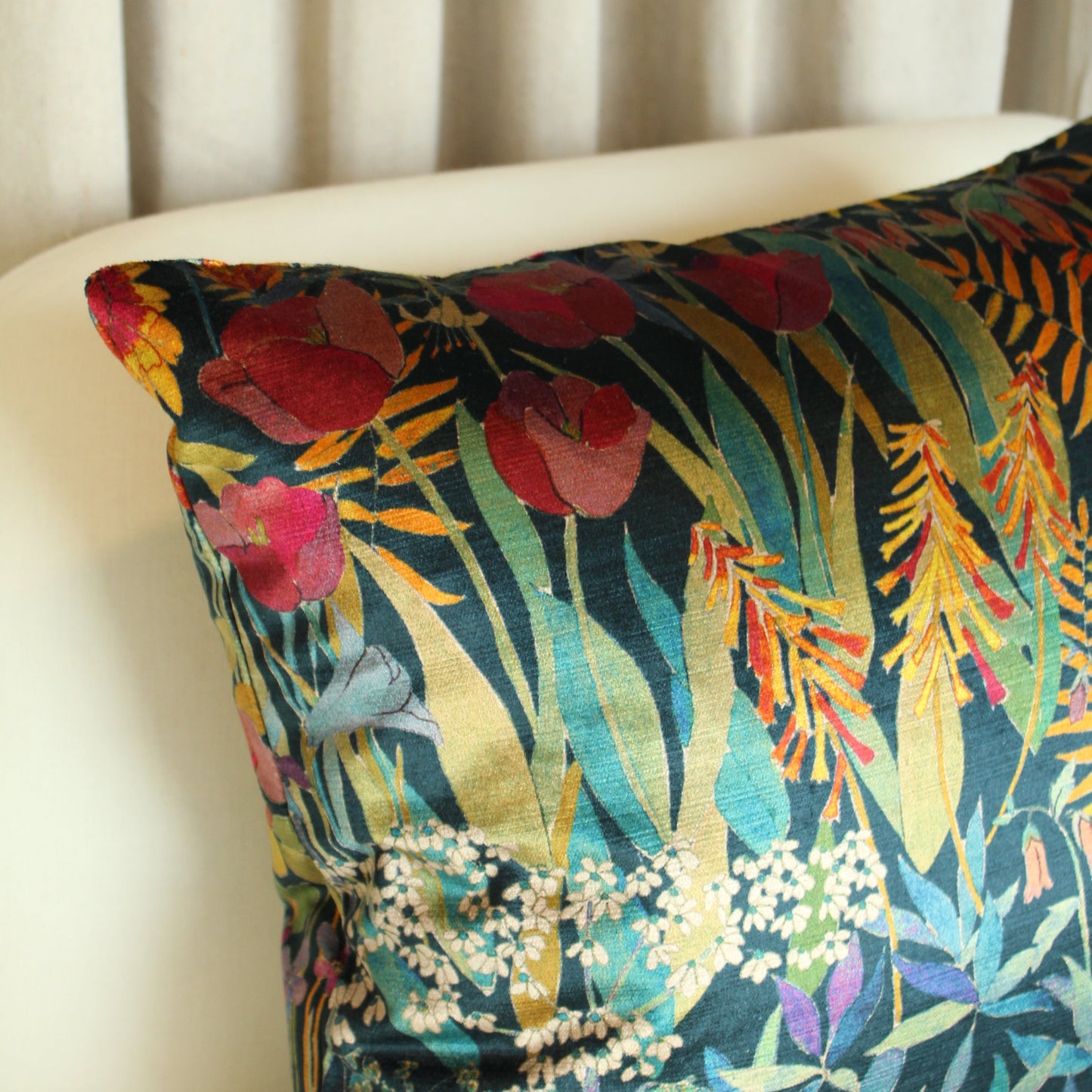 Liberty of London Farina Flowers Vintage Velvet in Lichen Pillow Cover