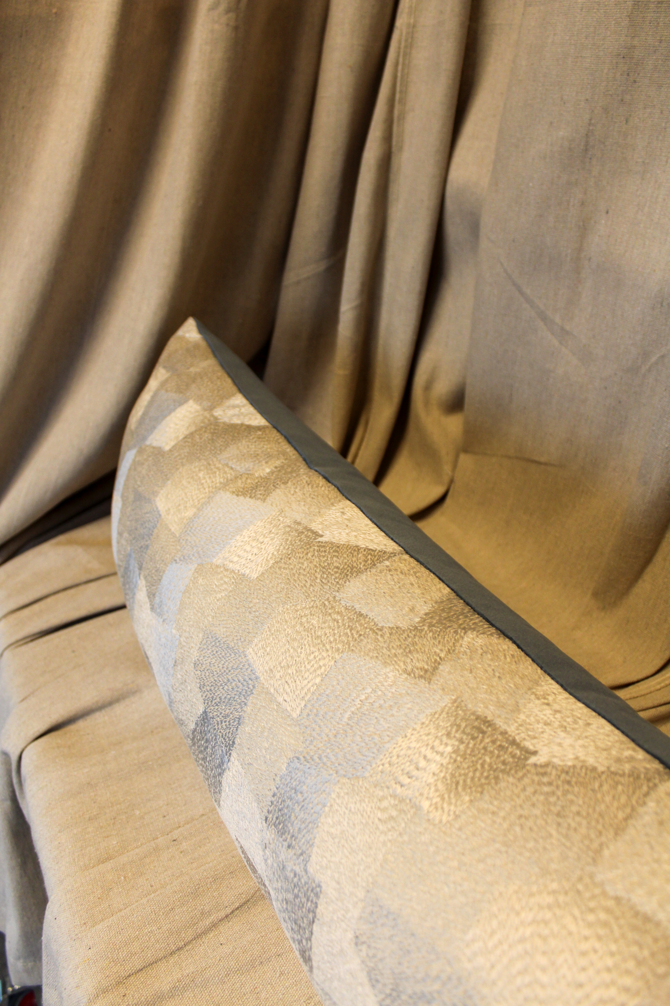 Holly Hunt with James Dunlop Back Geode & Vela Harbor Latte Pillow Cover